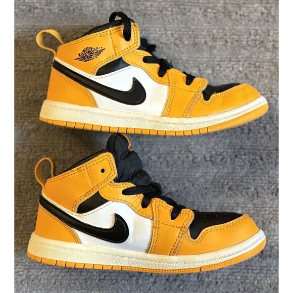 Nike Air Jordan 1 Mid Retro TD Taxi Yellow White Black 640735-701 10C - Picture 1 of 7